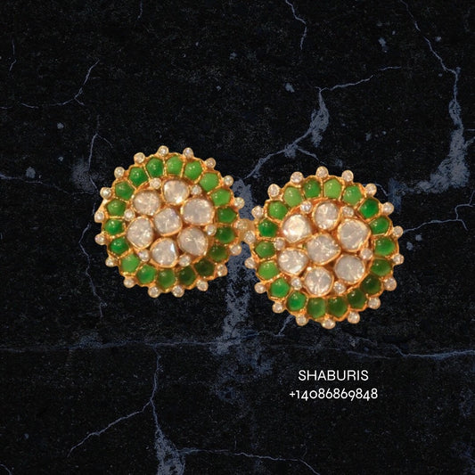 Diamond studs,pure silver jewelry indian jewelry sets indian gold jewelry look a like south indian earrings party wear earrings - SHABURIS