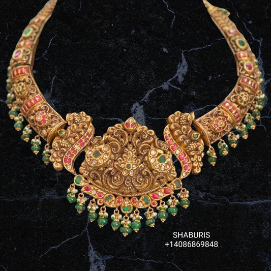 Antique Jewelry,Pure Silver Jewelry Indian ,Nakshi Temple Necklace,Indian Necklace,Indian Bridal,Indian Wedding Jewelry-charm jewelry,balaji