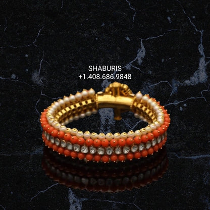 Diamond bangle,Pure Silver Jewelry Indian ,coral bangles,Indian bangles,Indian Bridal,Indian Wedding Jewelry-SHABURIS jewelry