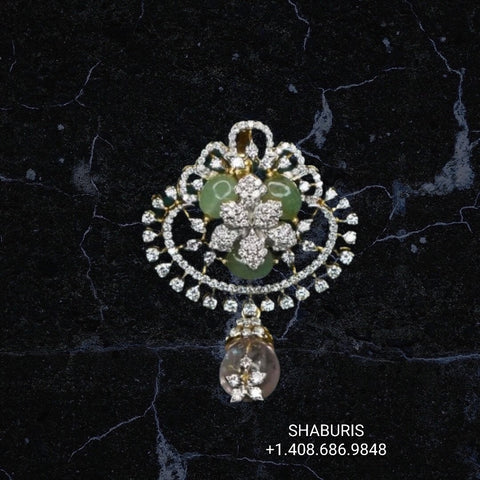 Coral pendant Pure Silver jewelry Indian ,diamond pendant,Indian Necklace,Indian Bridal,Indian Wedding Jewelry-SHABURIS