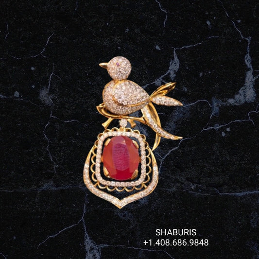 Diamond Pendant indian,South Indian jewelry,Pure silver diamond pendent,swarovski Pendent,Indian Wedding Jewelry -NIHIRA-SHABURIS