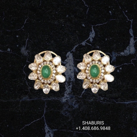 Diamond studs Pure Silver Jewelry Indian,Cocktail Earring, Silver,Indian Earrings,Indian Jewelry,High End Jewelry-NIHIRA-SHABURIS