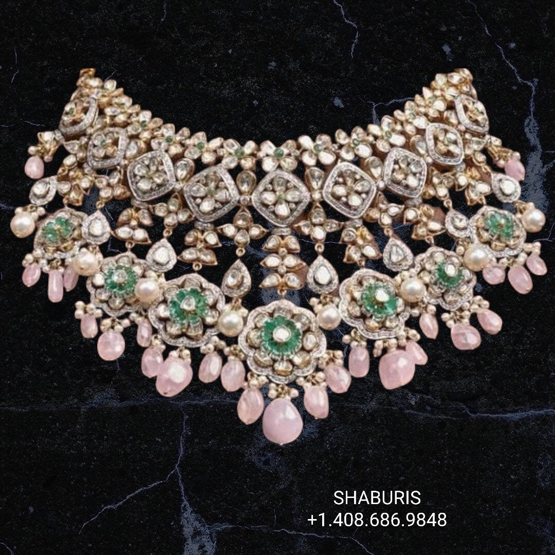 Pure Silver jewelry Indian ,Menakari Hasli,Big Indian Necklace,Indian jadau ,Indian gold Jewelry designs moissanite jewelry-SHABURIS