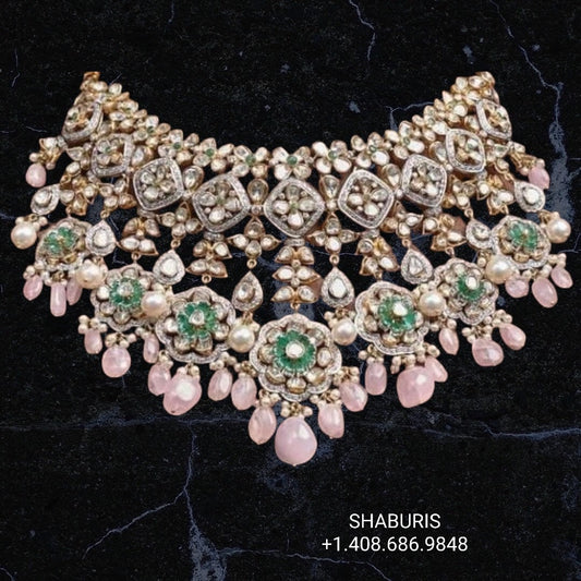 Pure Silver jewelry Indian ,Menakari Hasli,Big Indian Necklace,Indian jadau ,Indian gold Jewelry designs moissanite jewelry-SHABURIS