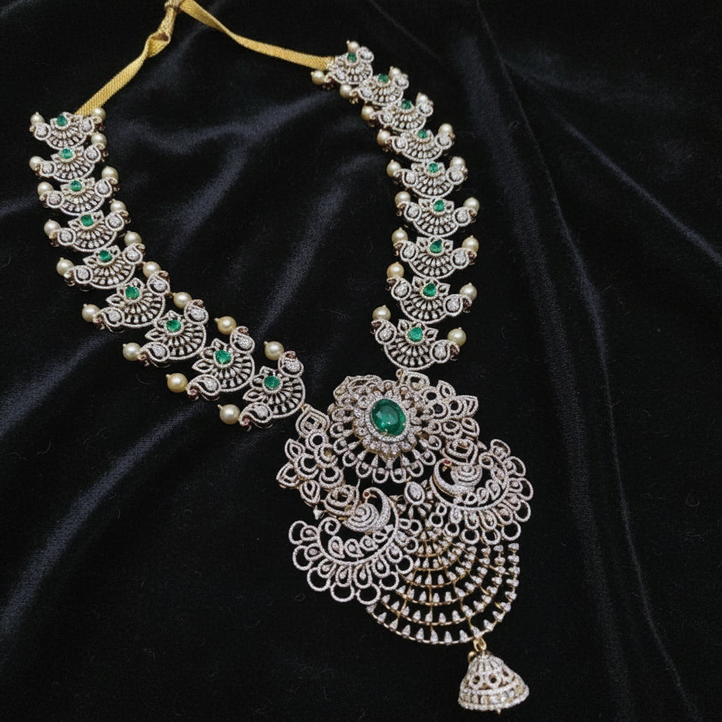 Diamond necklace pure silver necklace emerald quartz south sea pearls swarovski diamond indian jewelry sabyasachi inspired SHABURIS