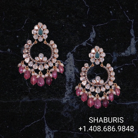 Polki jhumkas Pure Silver jewelry Indian ,diamond earrings ,Indian gold jewelry designs diamond jewelry look a like  - SHABURIS