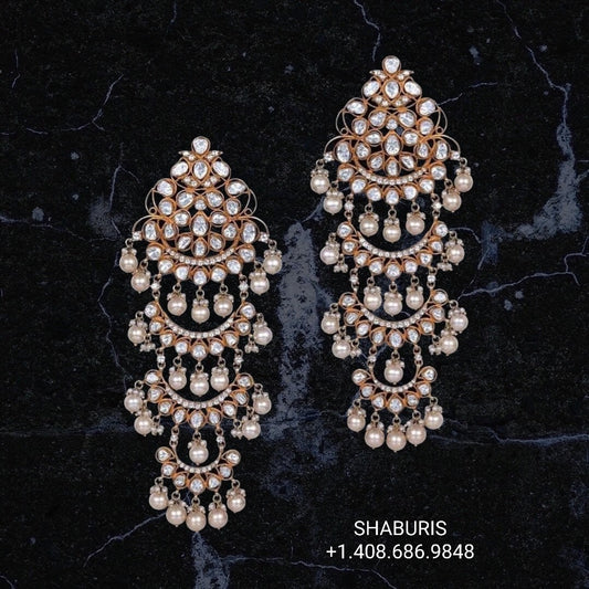 Chandbali,moissanite Jhumka Jewelry Designs,South Indian Jewelry,Jhumka Earrings,Jhumki,latest indian jewellery Designs -NIHIRA