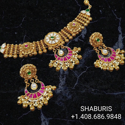 Bridal Jewelry,Gold Plated Jewellery Indian ,Artificial Jewellery,lyte weight Indian Bridal,Sabyasachi Jewelry inspired -NIHIRA-SHABURIS
