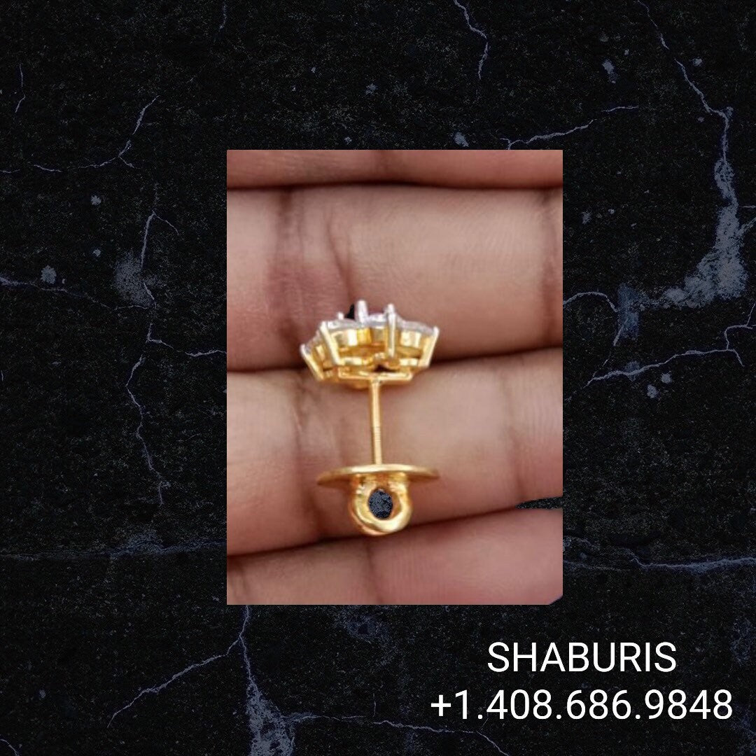 Diamond studs diamond jhumka ear ring,Pure silver south indian jewelry 925 silver jewelry indian lyte weight jewelry-SHABURIS
