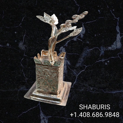 Pure silver tulasi Indian Pooja Articles,Pure silver articles indian,indian pooja samagri,silver articles - tulasi leaf pooja  - SHABURIS
