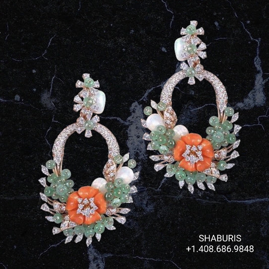 Coral earrings,Pure Silver Jewellery Indian ,simple Necklace,rubies,Indian party wear jewelry,Indian kids Jewelry-NIHIRA-SHABURIS