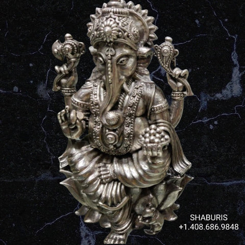 Pure Silver ganesha  idol,silver God Idol,Indian Pooja Articles,silver articles indian,pooja samagri,Antique silver article,