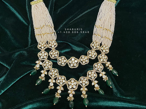 Pearl choker,simple choker,Sabyasachi Jewelry inspired,southindian Jewelery,indian Jewelery,Polki haram, Pure silver-NIHIRA