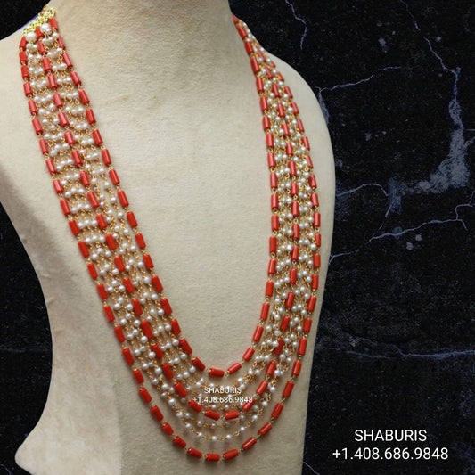 Coral set,Latest Indian Jewelry,South Indian Jewelry,Pure silver choker Indian,Indian necklace ,Moissanite-NIHIRA-SHABURIS