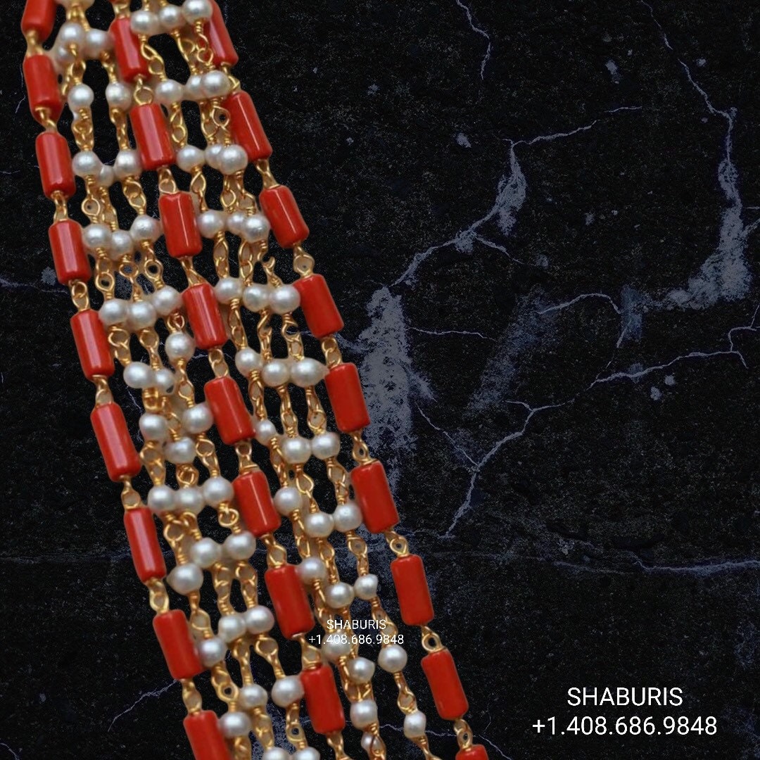 Coral set,Latest Indian Jewelry,South Indian Jewelry,Pure silver choker Indian,Indian necklace ,Moissanite-NIHIRA-SHABURIS