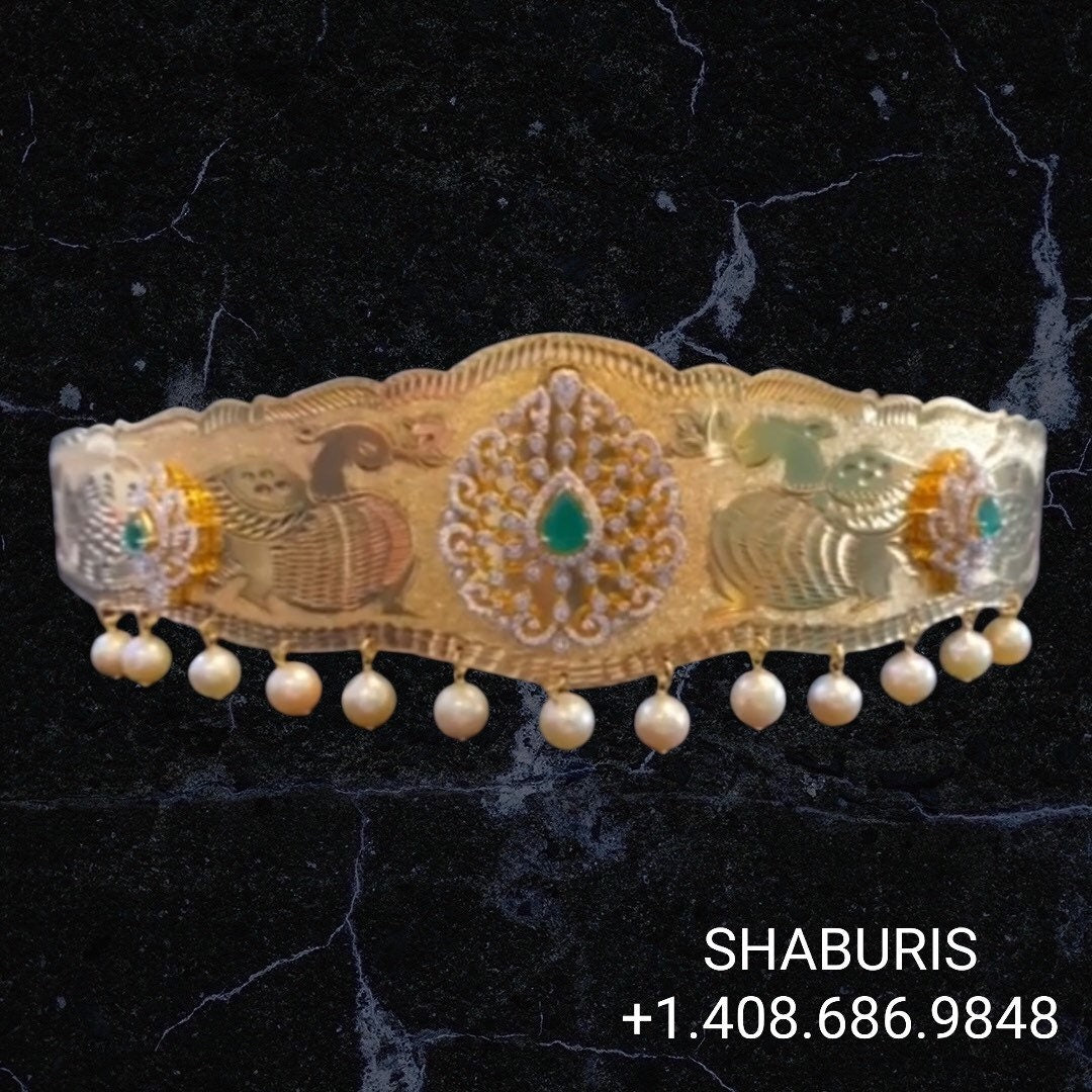 Diamond Vaddanam,South Indian Jewelry,vadiyanam,Kids Vaddanam,hip chain,925 silver jewelry pure Silver indian jewelry - NIHIRA - SHABURIS