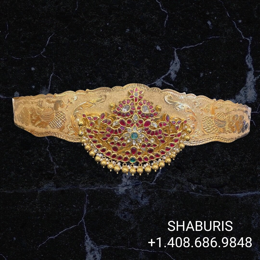 Diamond Vaddanam,South Indian Jewelry,vadiyanam,Kids Vaddanam,hip chain,925 silver jewelry pure Silver indian jewelry - NIHIRA - SHABURIS