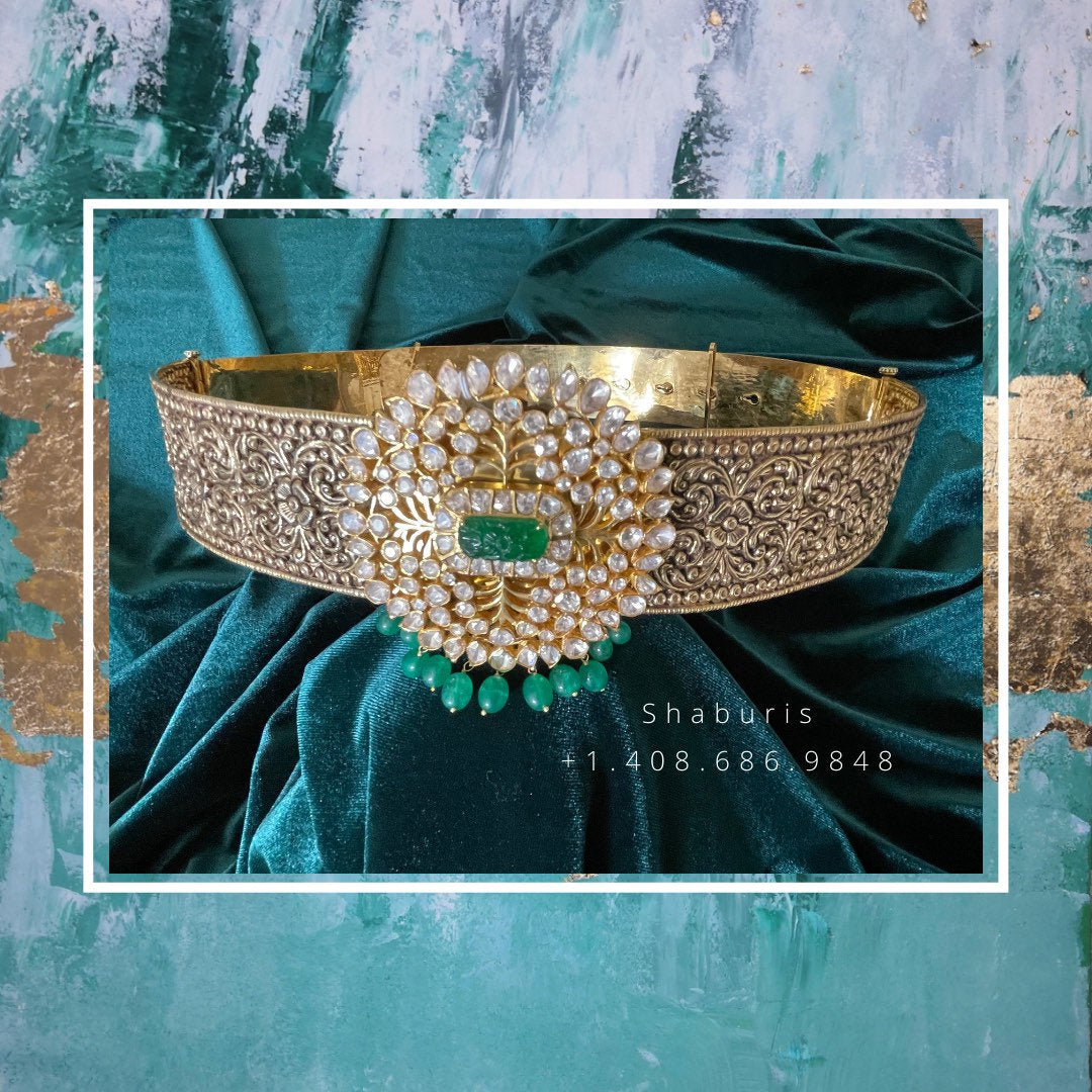 Nakshi Vaddanam,South Indian Jewelry,Vaddanam,Kids Vaddanam,hip chain,diamond vaddanam,pure Silver indian jewelry - NIHIRA - SHABURIS