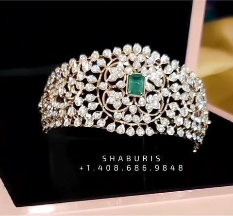 Pure silver jewelry diamond bangle pearl bangle diamond jewelry indian bridal set south indian jewelry SHABURIS