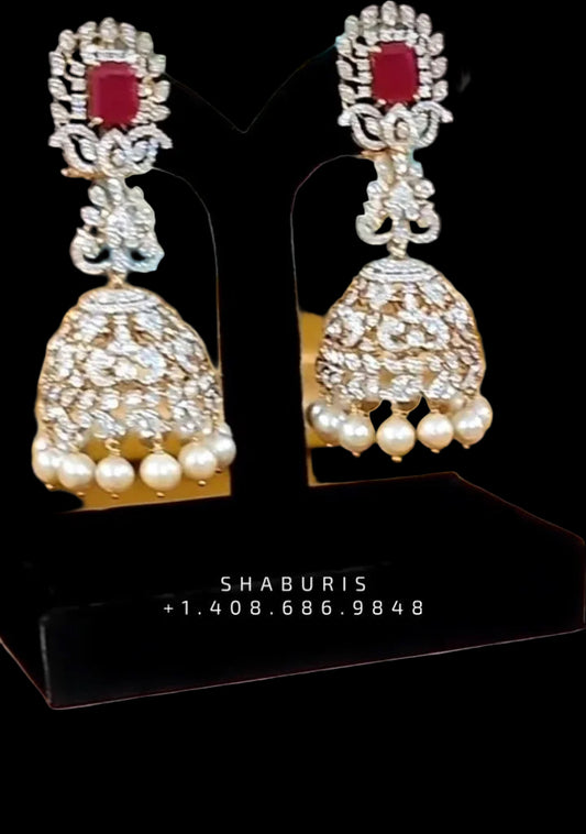 Polki Jewelry Designs,South Indian Jewellery,South Indian Jewelry,Chandlier Earrings,latest indian jewellery Designs - NIHIRA-SHABURIS