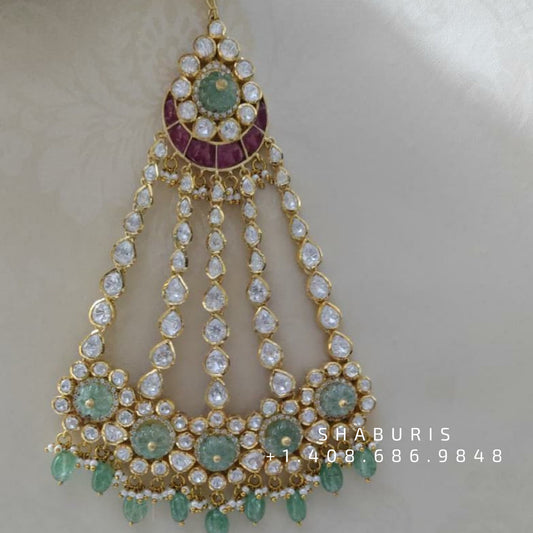 Maang tikka,pure silver maang tikka,polki maang tikka,papati billa,kids tikka,kundan maang tikka 925 silver jewelry -SHABURIS