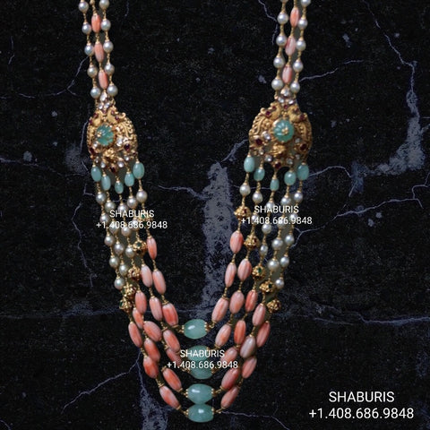 Coral set,Latest Indian Jewelry,South Indian Jewelry,Pure silver choker Indian,Indian necklace ,Moissanite-NIHIRA-SHABURIS