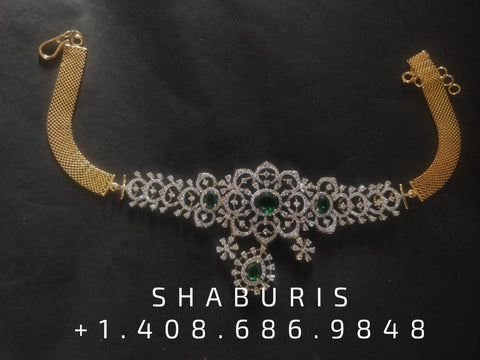 Diamond necklace,South Indian Jewelry,diamond chokerbridal choker,Indian Wedding Jewelry,pure Silver indian jewelry - NIHIRA - SHABURIS