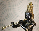 Large Krishna Statue in Brass with Stone work, 2 feet Big size Radhe Krishna Figurine, Large Size Brass RadhaKrishna Sculpture.