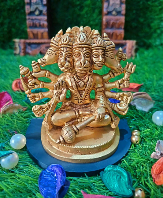 Panchamukhi Hanuman in Brass with, 4 inch size hanuman Figurine, brass articles brass decor hindu god brass figurine.