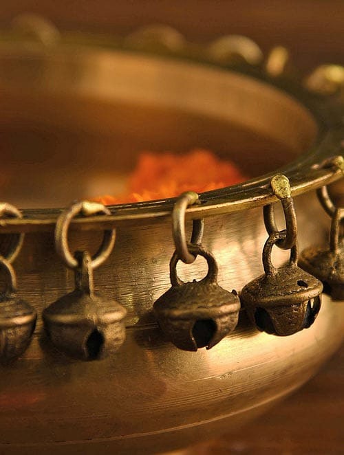 Brass urli  with Ankle Bells  Home Decor brass articles brass decor Gifts for her Indian house warming Gifts Home Ascents
