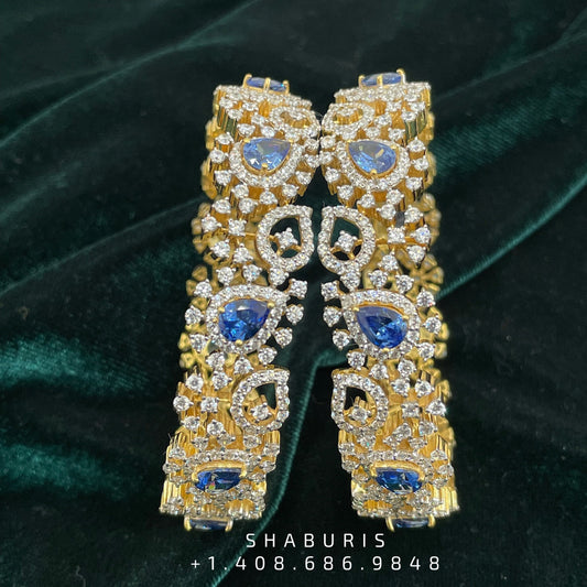 Diamond Bangles,South Indian Jewelry,silver indian Bangles,pure silver Swaroski Bangles,Indian Wedding Jewelry -NIHIRA-SHABURIS
