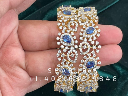 Diamond Bangles,South Indian Jewelry,silver indian Bangles,pure silver Swaroski Bangles,Indian Wedding Jewelry -NIHIRA-SHABURIS