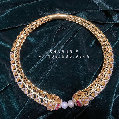 Detatchable diamond kante ,South Indian Jewellery,South Indian Jewelry,Kante Necklace,silver jewelry Designs - NIHIRA-SHABURIS