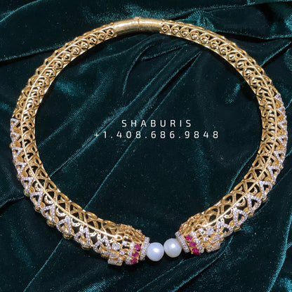 Detatchable diamond kante ,South Indian Jewellery,South Indian Jewelry,Kante Necklace,silver jewelry Designs - NIHIRA-SHABURIS