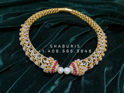 Detatchable diamond kante ,South Indian Jewellery,South Indian Jewelry,Kante Necklace,silver jewelry Designs - NIHIRA-SHABURIS