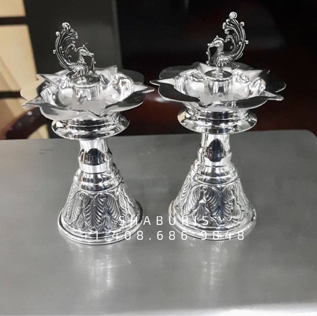Silver Deepam Indian Pooja Articles,Pure silver articles indian,indian pooja samagri,silver articles,diya lamps silver- - SHABURIS