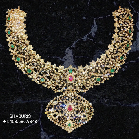 Diamond Choker Pure Silver jewelry Indian ,diamond Necklace,Indian Necklace,Indian Bridal,Indian Wedding Jewelry-NIHIRA-SHABURIS