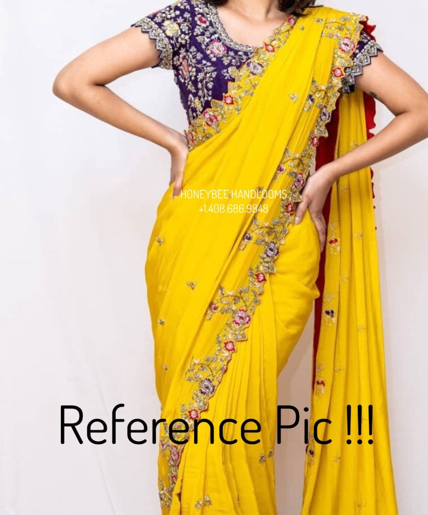 Buy Amber Yellow Handloom Silk Saree Online