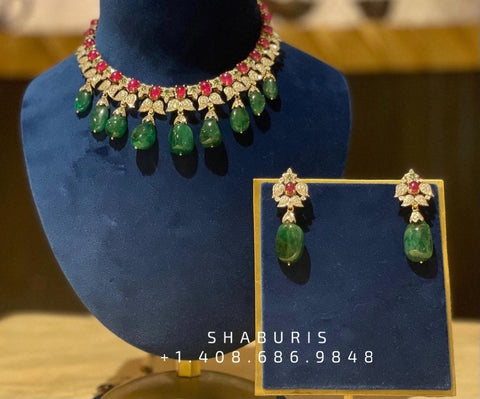 Polki diamond necklace polki jewelry diamond jewelry silver jewelry indian wedding jewelry south indian gold jewelry designs -SHABURIS