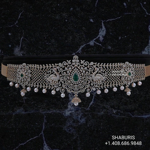 Diamond Vaddanam,South Indian Jewelry,Vaddanam,Kids Vaddanam,hip chain,diamond vaddanam,pure Silver indian jewelry - NIHIRA - SHABURIS
