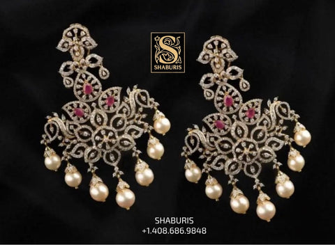 Diamond jhumka Pure Silver jewelry Indian ,diamond jhumka ,Indian gold jewelry designs diamond jewelry look a like  - SHABURIS