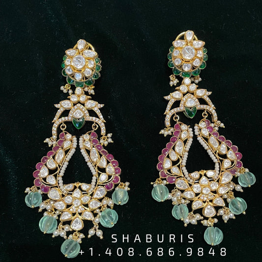 Diamond Jhumka Jewelry,Jhumka Jewellery,Pure Silver Jewellery ,Jhumka Earring,Indian Bridal,Indian Wedding Jewelry-SHABURIS