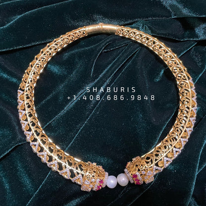 Detatchable diamond kante ,South Indian Jewellery,South Indian Jewelry,Kante Necklace,silver jewelry Designs - NIHIRA-SHABURIS