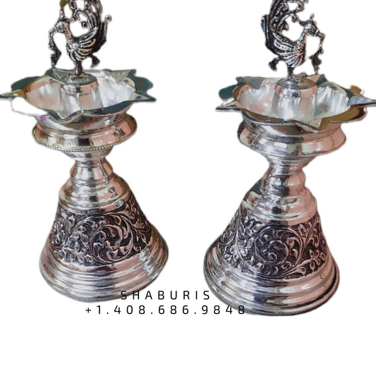 Silver Deepam Indian Pooja Articles,Pure silver articles indian,indian pooja samagri,silver articles,diya lamps silver- - SHABURIS