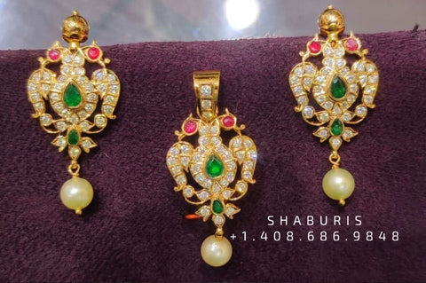 Diamond pendant south sea pearl pendant pure silver jewelry indian jewelry diamond maang tikka emerald gems bridal maang tikka -SHABURIS