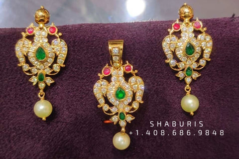 Diamond pendant south sea pearl pendant pure silver jewelry indian jewelry diamond maang tikka emerald gems bridal maang tikka -SHABURIS