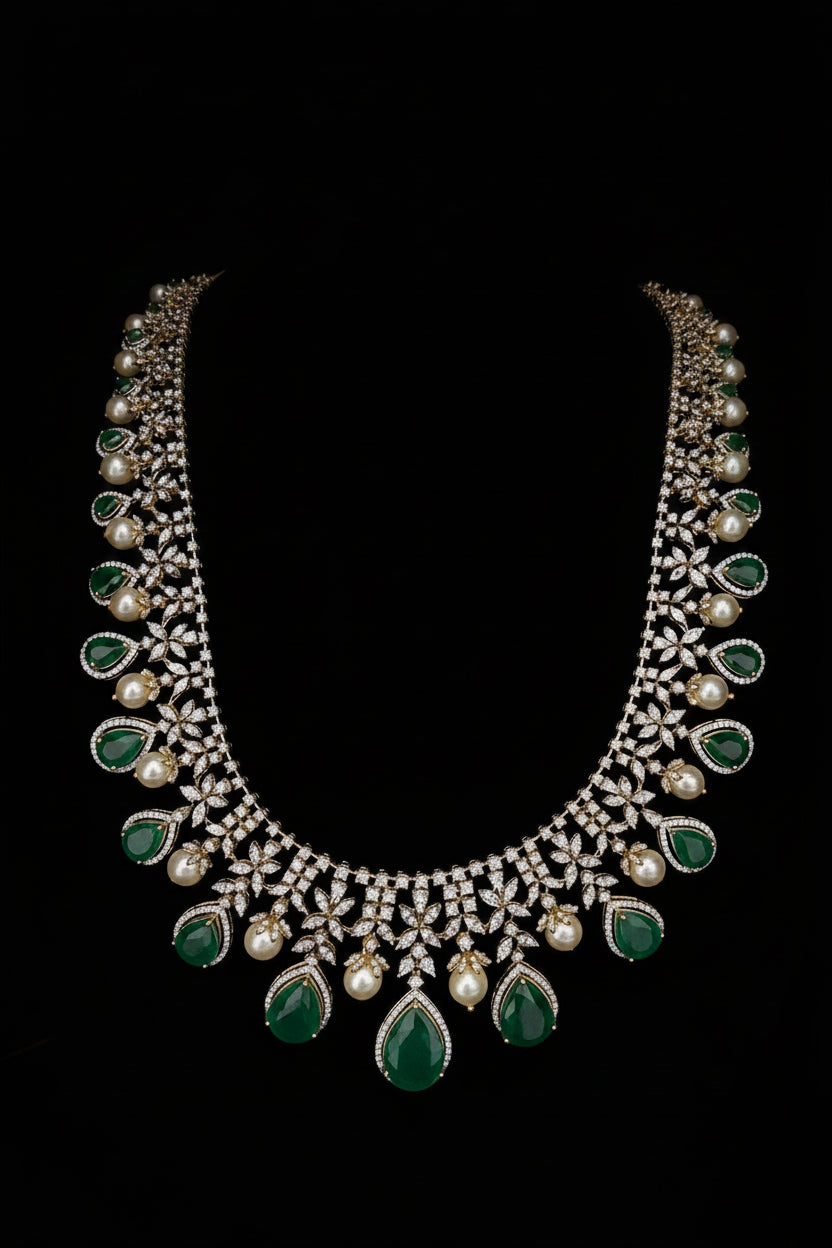 Closed setting diamond choker indian diamond necklace pure silver jewelry indian silver jewelry indian gold jewelry designs - SHABURIS