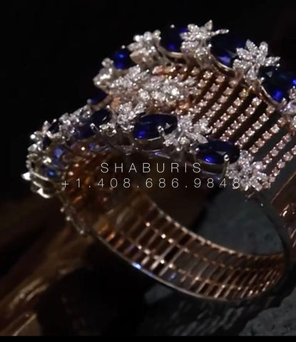 Diamond bangle Pure Silver jewelry Indian ,diamond bangles ,Indian gold jewelry designs diamond jewelry look a like  - SHABURIS