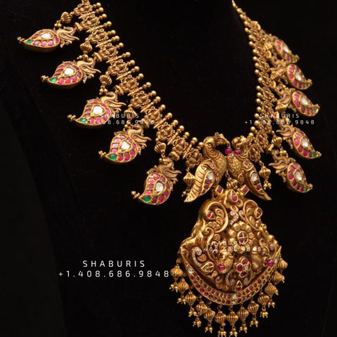 Mango mala mango haram mango necklace pure silver jewelry indian gold jewelry designs inspired kundan mango mala -SHABURIS