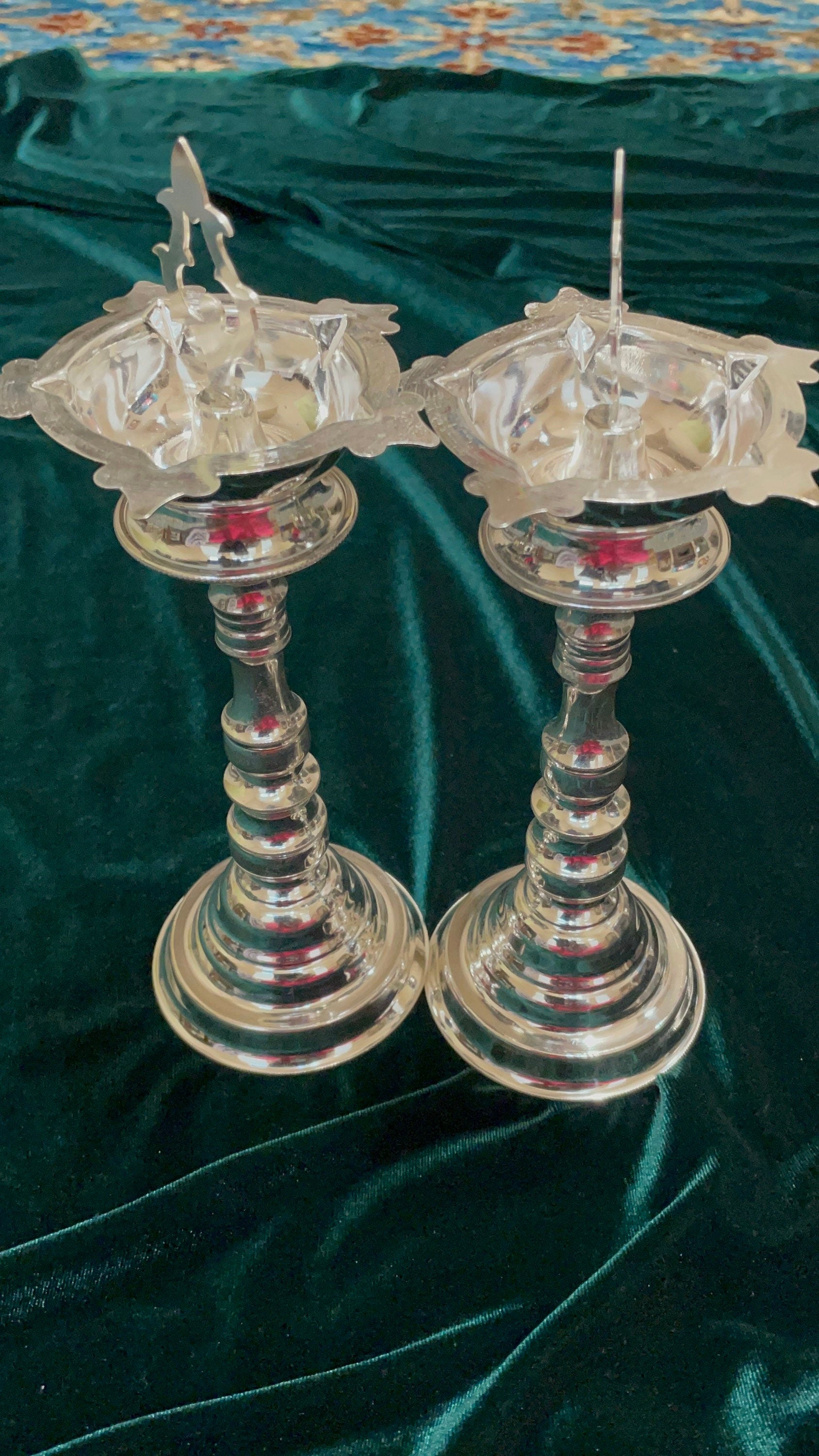 Silver Deepam Indian Pooja Articles,Pure silver articles indian,indian pooja samagri,silver articles,diya lamps silver- - SHABURIS